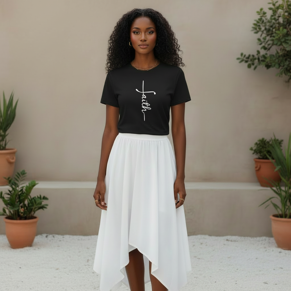 Faith Cross Christian T-Shirt | Minimalist Scripture-Inspired Graphic Tee