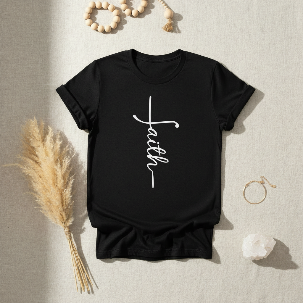 Faith Cross Christian T-Shirt | Minimalist Scripture-Inspired Graphic Tee