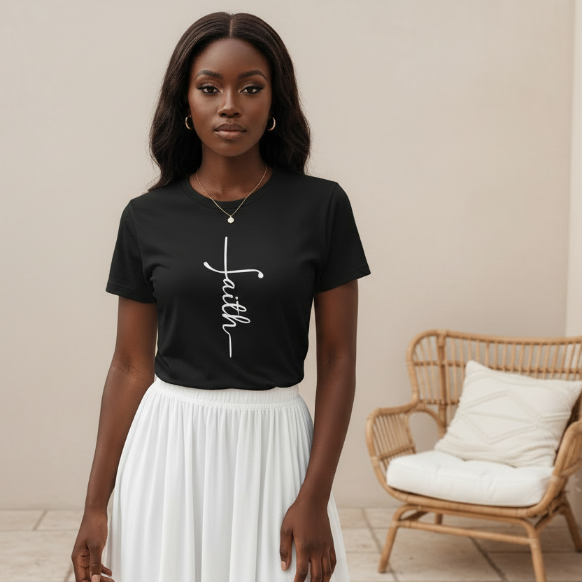 Faith Cross Christian T-Shirt | Minimalist Scripture-Inspired Graphic Tee