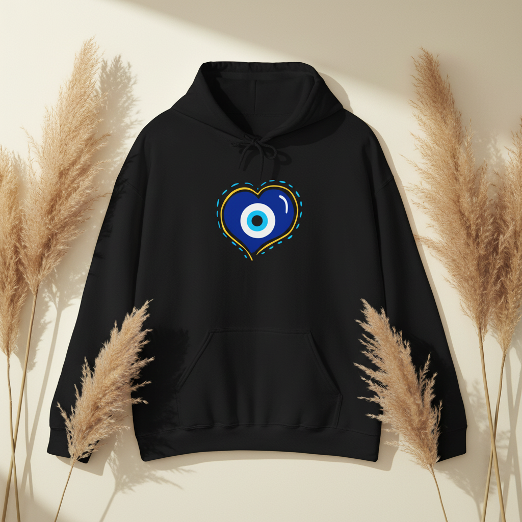 Evil Eye Heart Hoodie | Spiritual Protection Pullover
