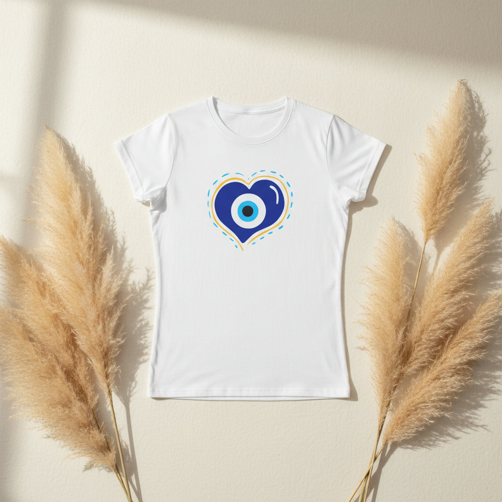Evil Eye Heart T-Shirt | Spiritual Protection Women's Graphic Tee
