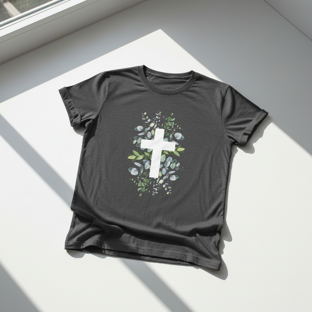 Floral Cross Christian T-Shirt | Botanical Faith Graphic Tee