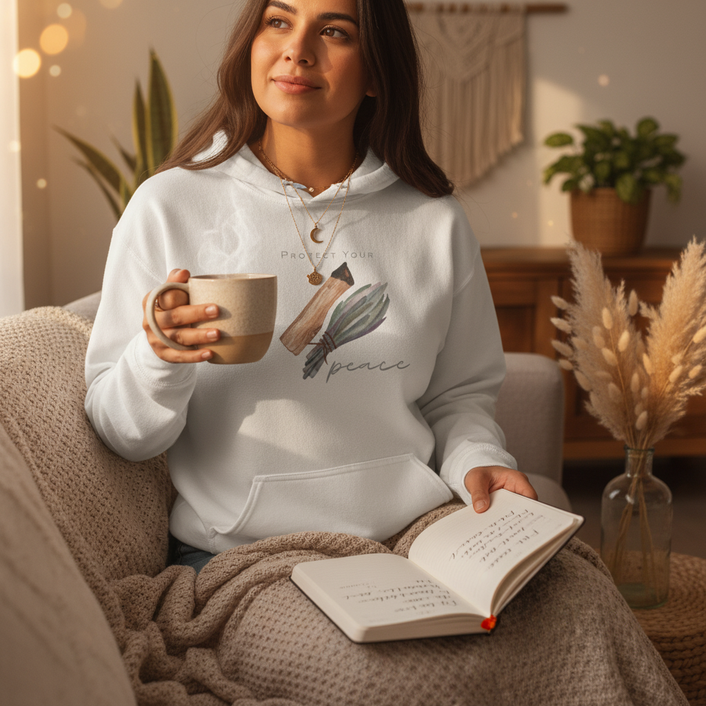 Protect Your Peace Hoodie | Sage Palo Santos Minimal Abstract Art Sweatshirt