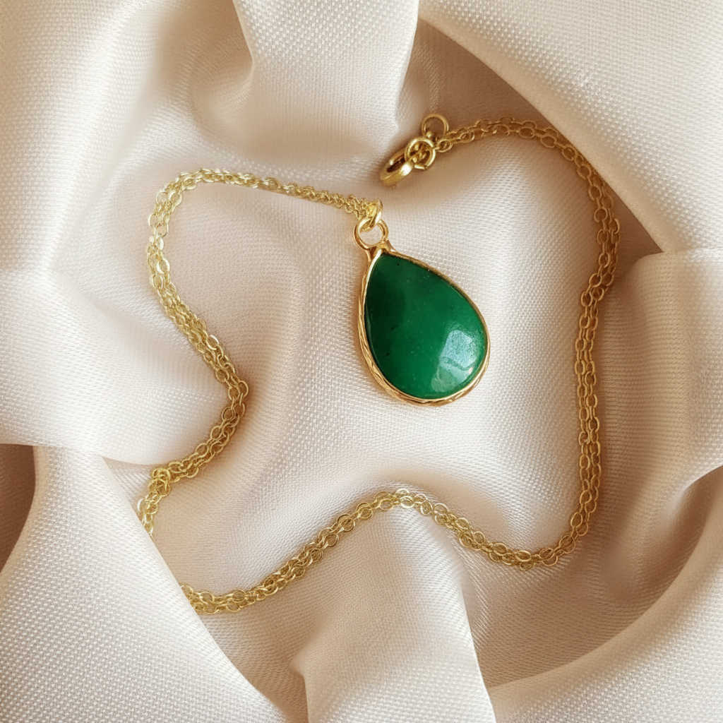 JADE | 14k Gold Cable Chain Reiki Crystal Necklace