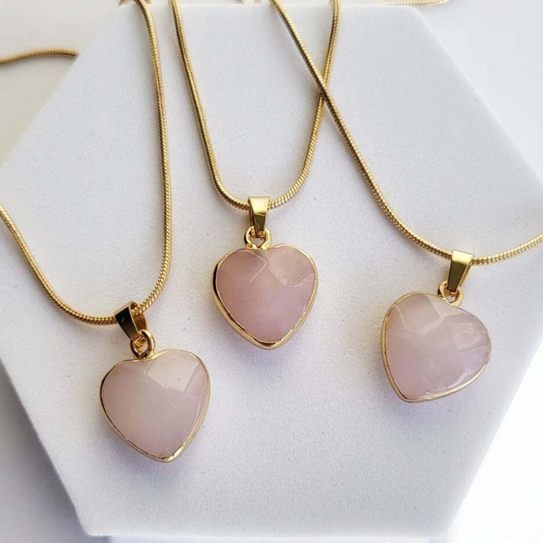 ROSE QUARTZ HEART | 14k Gold Crystal Healing Necklace