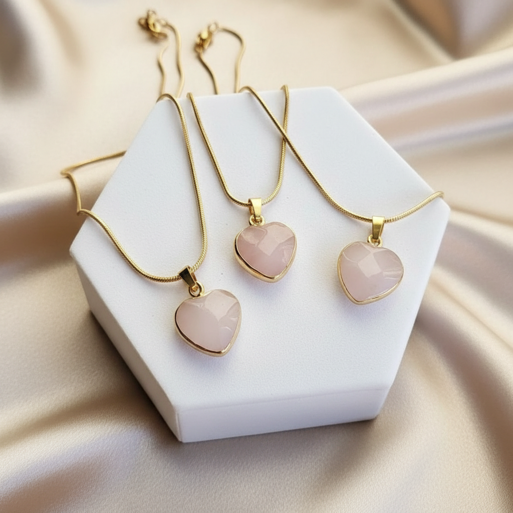 ROSE QUARTZ HEART | 14k Gold Crystal Healing Necklace