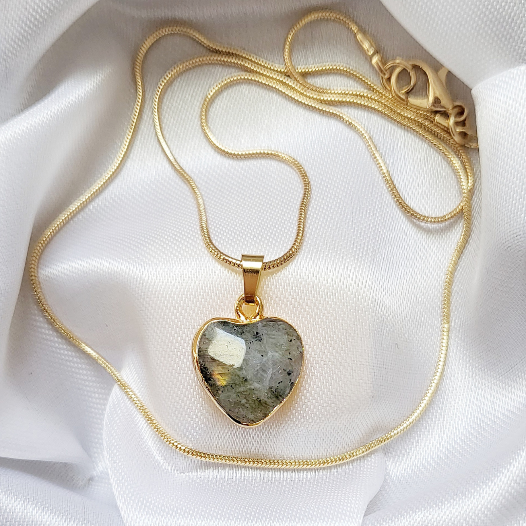 LABRADORITE | 14k Gold Raw Gemstone Necklace | Crystal Healing Jewelry