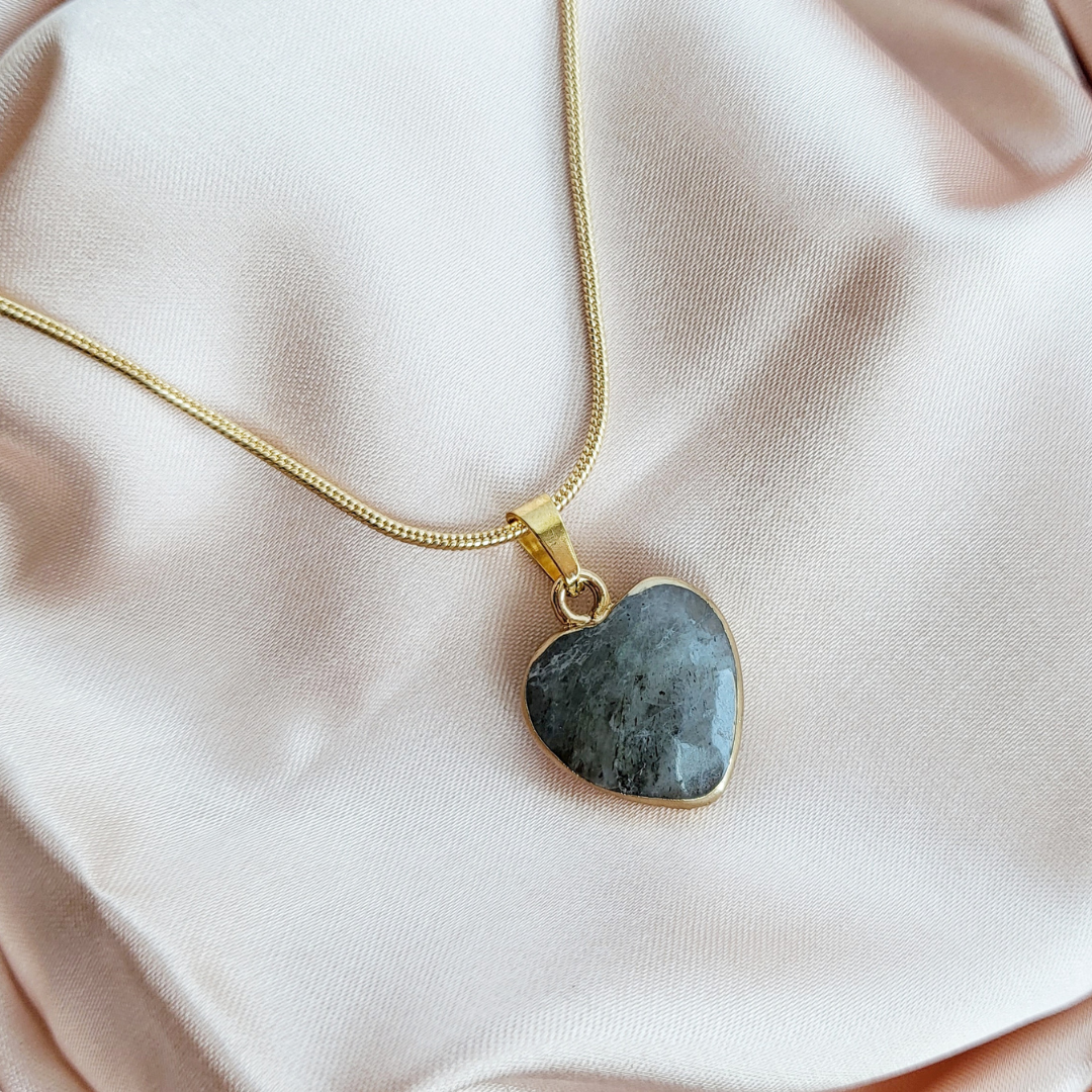 LABRADORITE | 14k Gold Raw Gemstone Necklace | Crystal Healing Jewelry