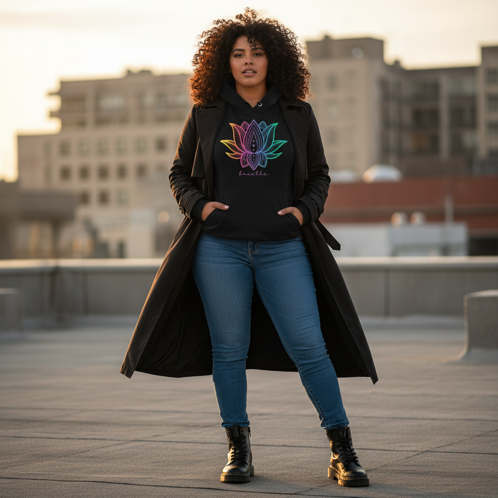 Just Breathe Yoga Hoodie | Rainbow Lotus Pullover