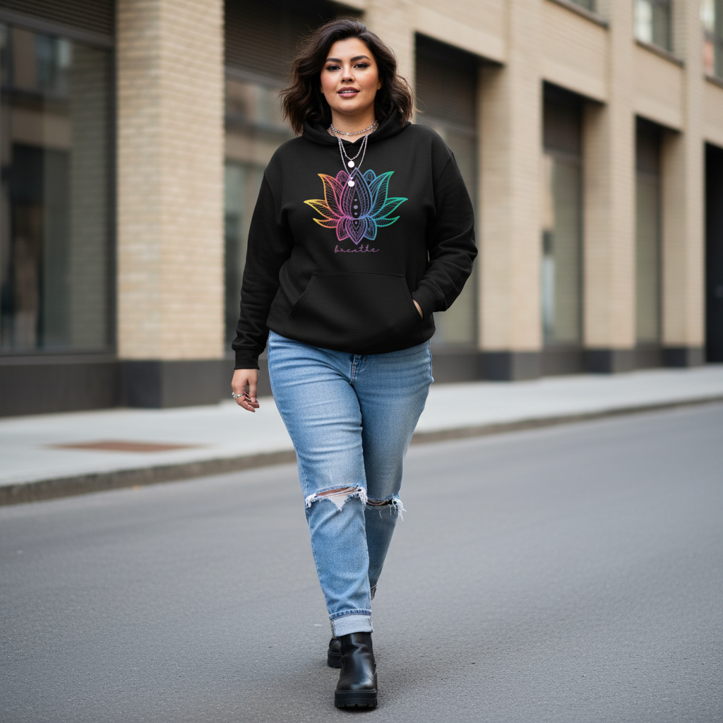 Just Breathe Yoga Hoodie | Rainbow Lotus Pullover