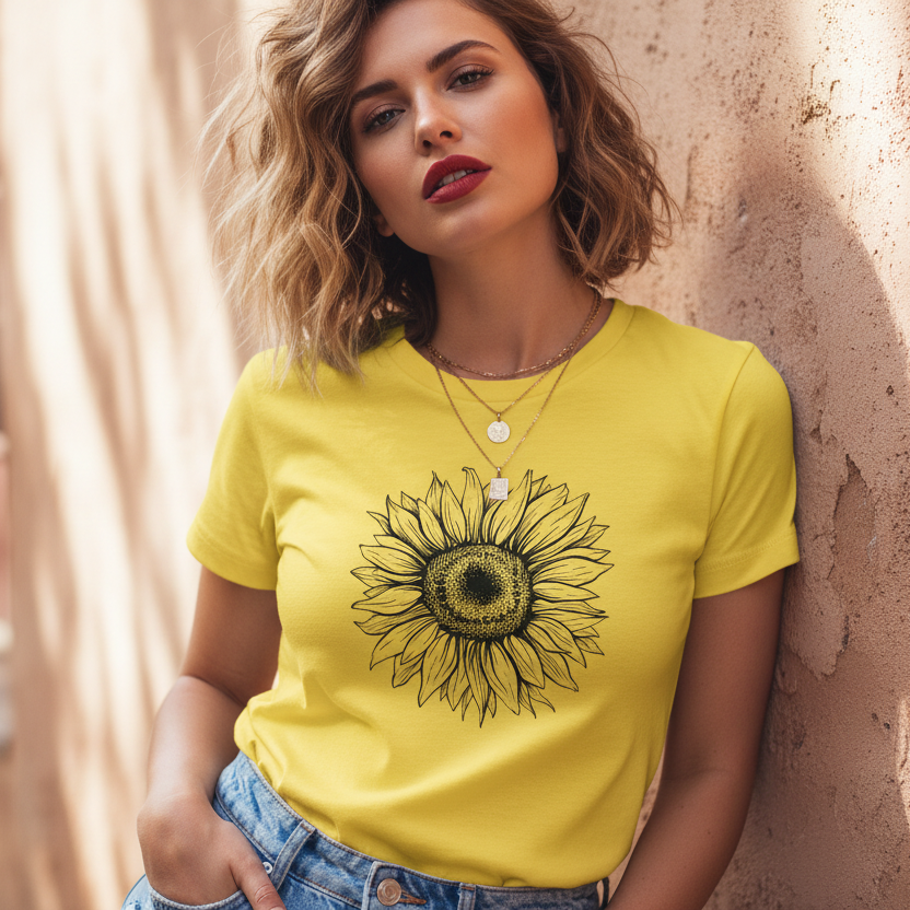 SUNFLOWER | Floral Shirt for Women | Fitted Spiritual Tee