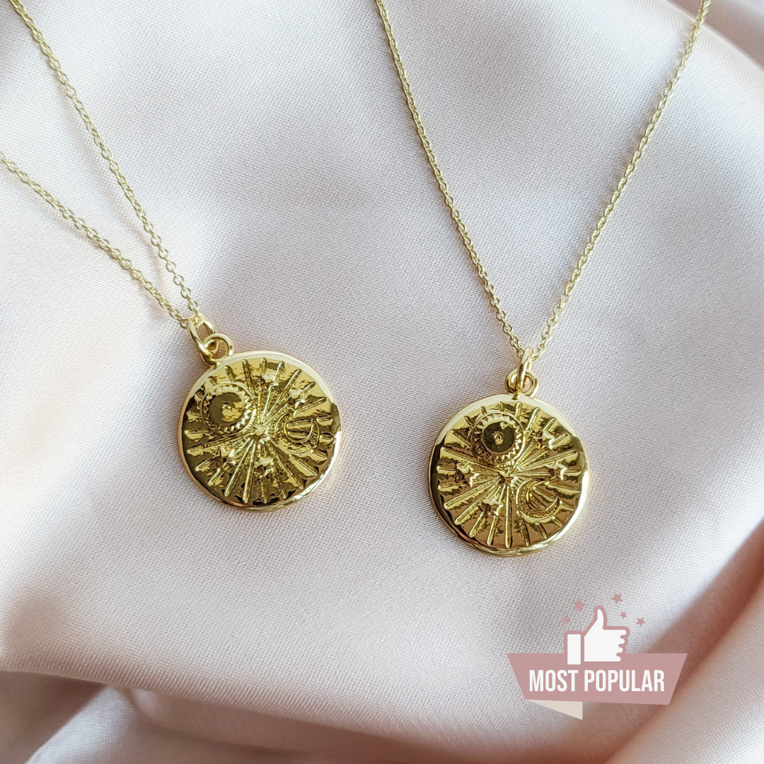 SUN &amp; MOON | 14K Gold Adjustable Cable Chain Pendant Necklace