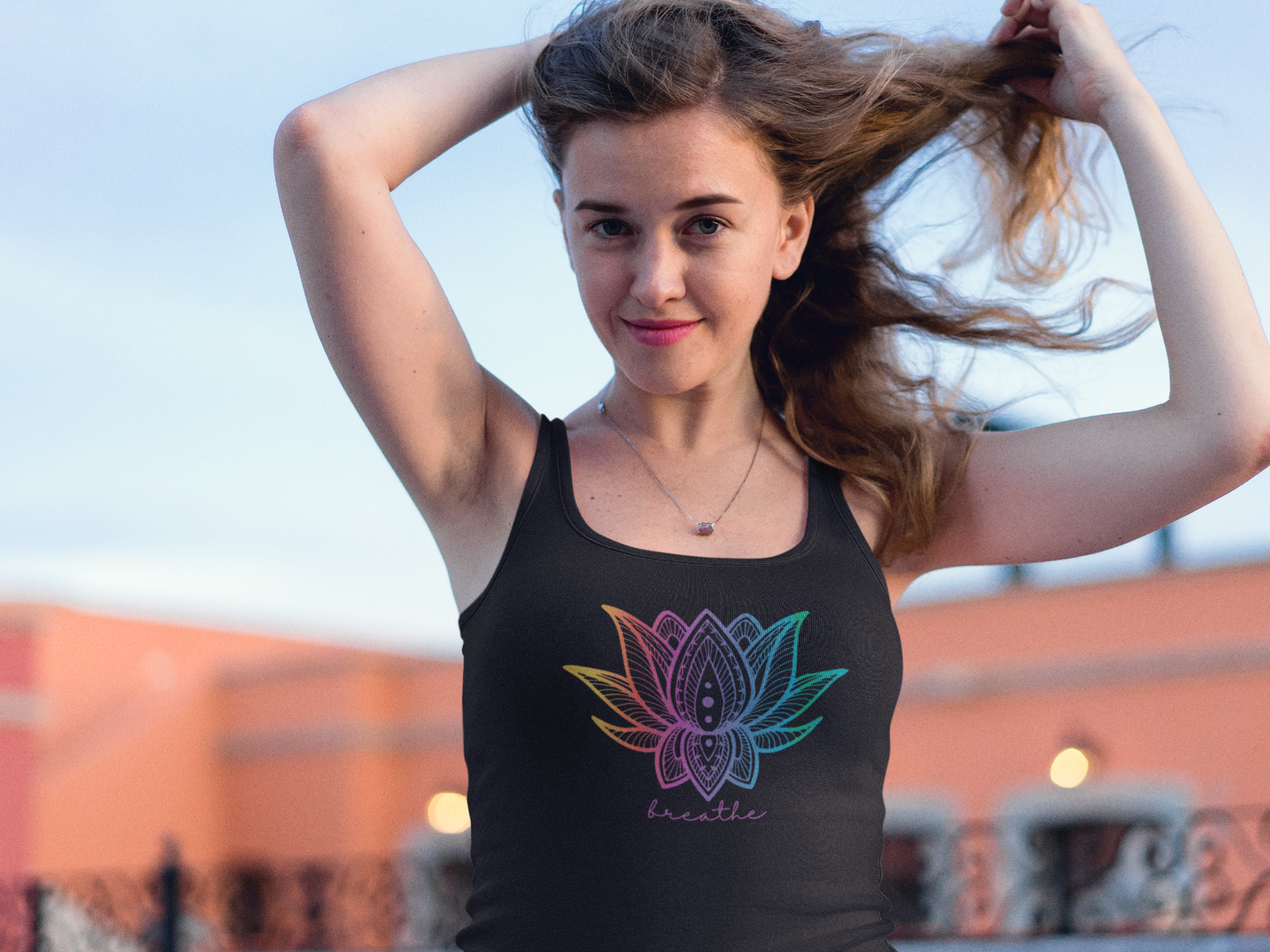 Just Breathe Yoga Tank Top | Rainbow Lotus Tank Top