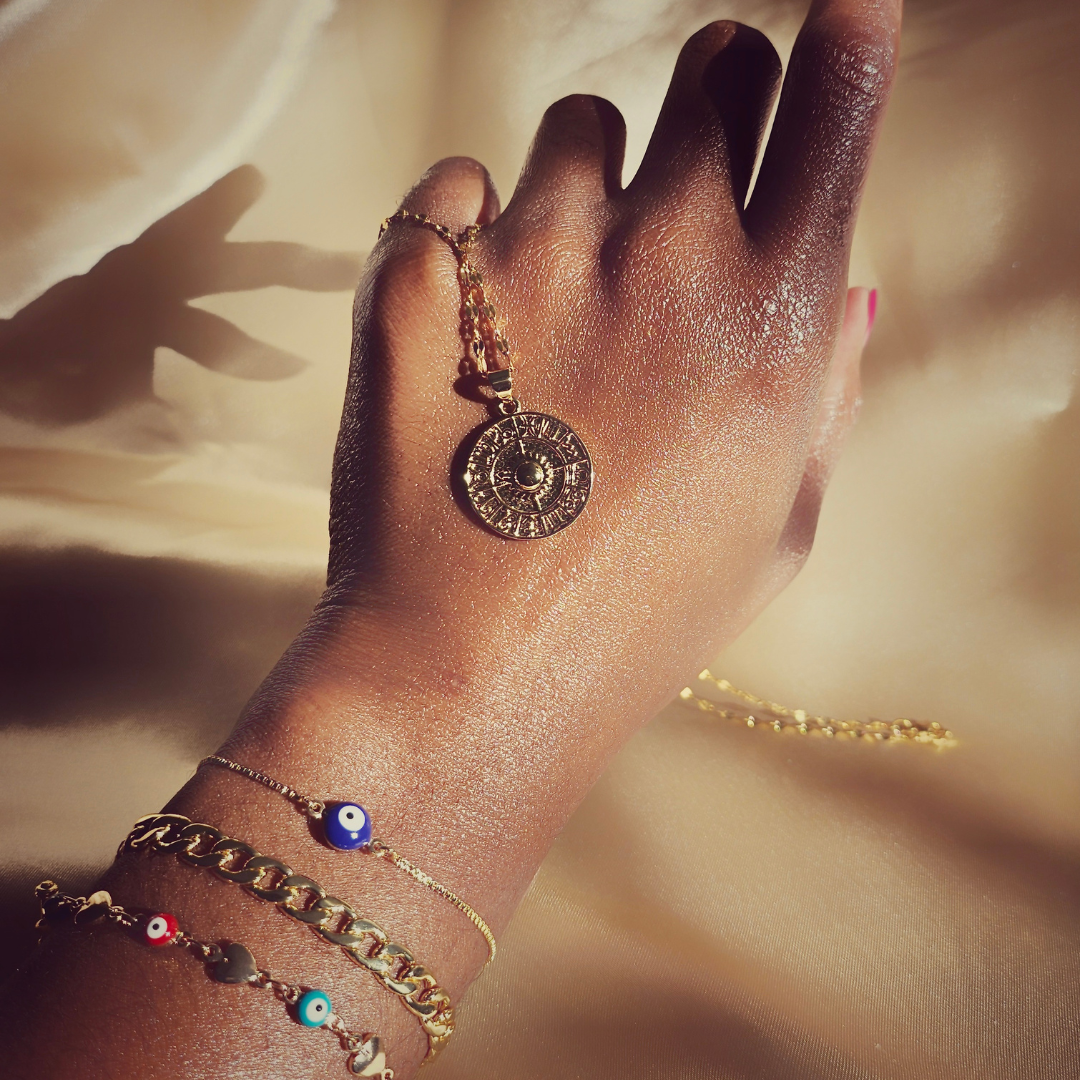 Evil Eye | 14k Gold Heart Rainbow Toggle Bracelet