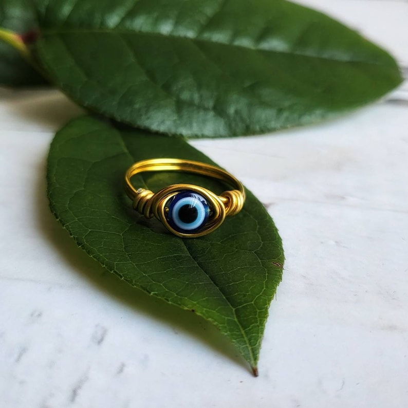 EVIL EYE | Minimalist 18K Gold-Layered Handmade Wire-Wrapped Ring