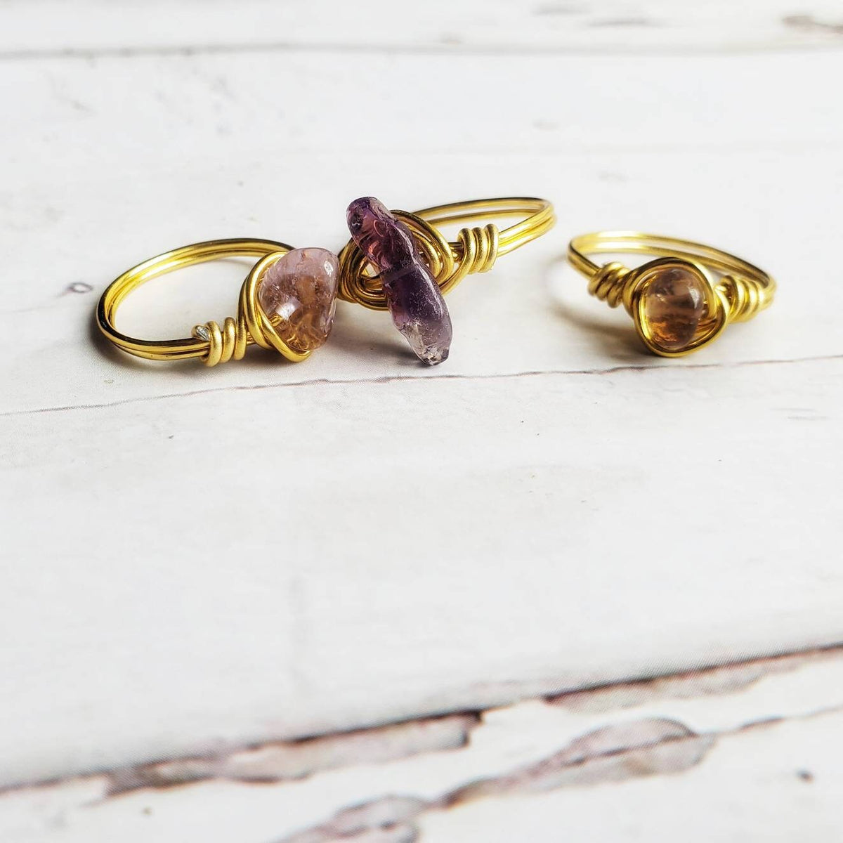 AMETHYST | Minimalist 18K Gold Handmade Wire-Wrapped Ring