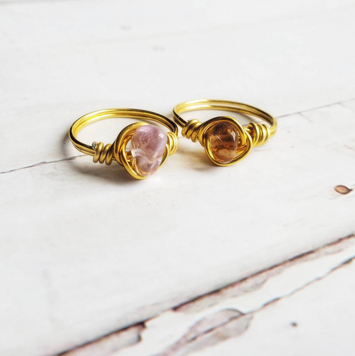 AMETHYST | Minimalist 18K Gold Handmade Wire-Wrapped Ring