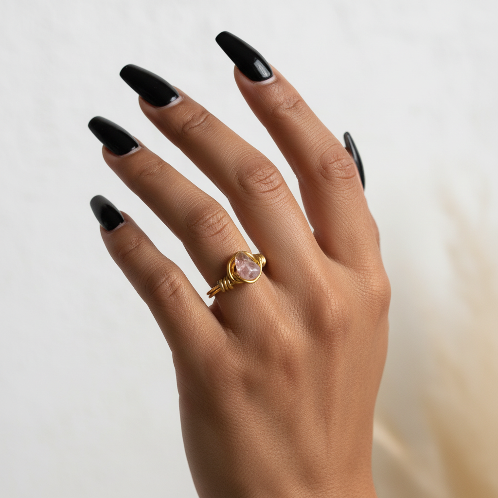 AMETHYST | Minimalist 18K Gold Handmade Wire-Wrapped Ring