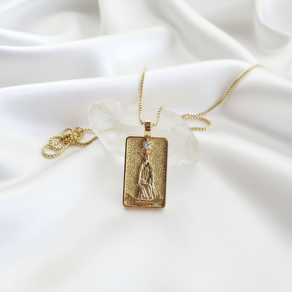 THE HIGH PRIESTESS 14k Gold Tarot Deck Card Necklace