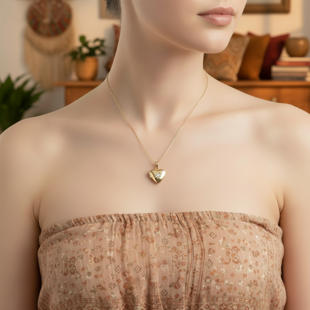 HEART | Adjustable 14K Gold Locket Necklace | Delicate Photo Locket | Valentine's Day Gift for Her | Best Friend Necklace | Sympathy Gift