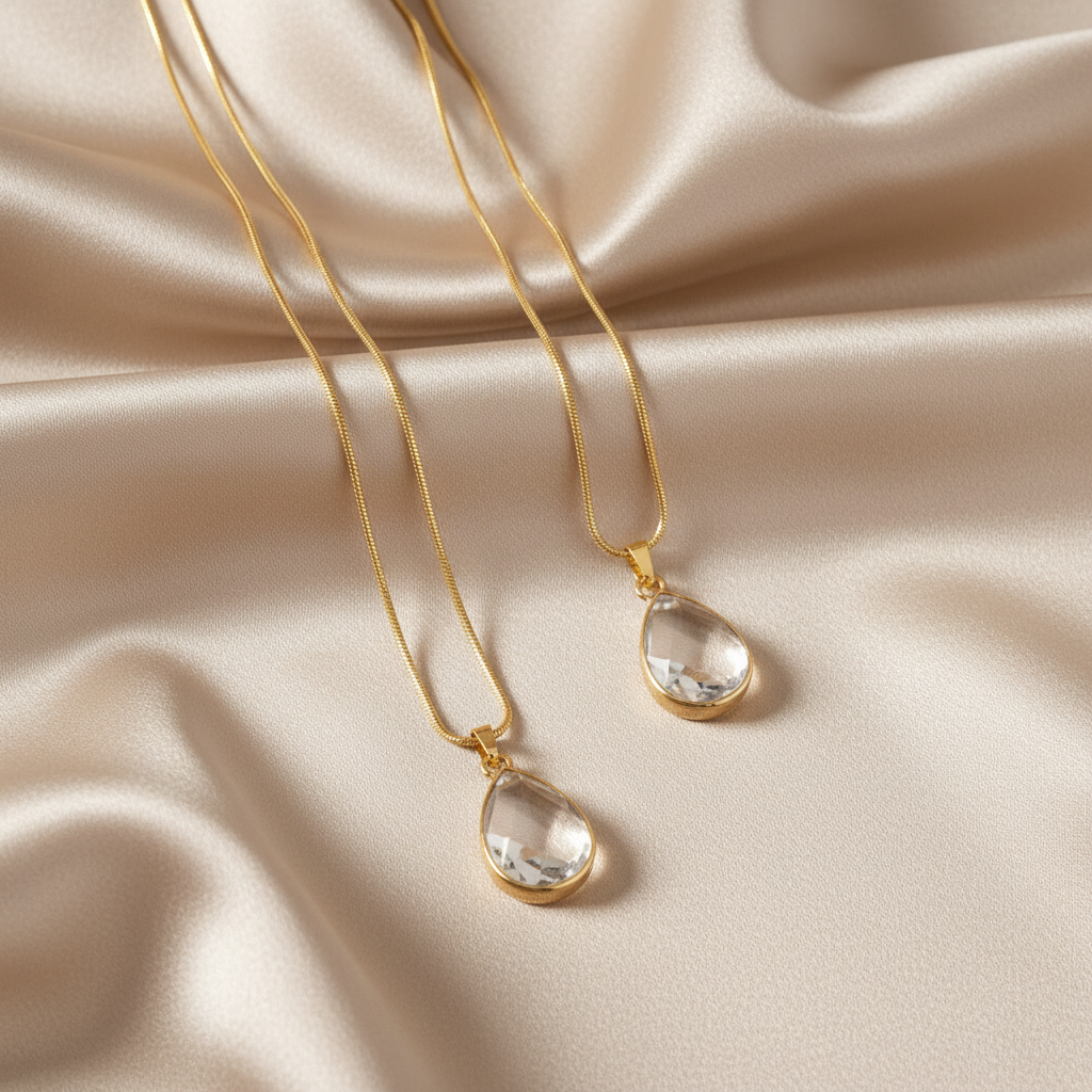 CLEAR QUARTZ | 14k Gold-Plated Snake Chain Crystal Necklace