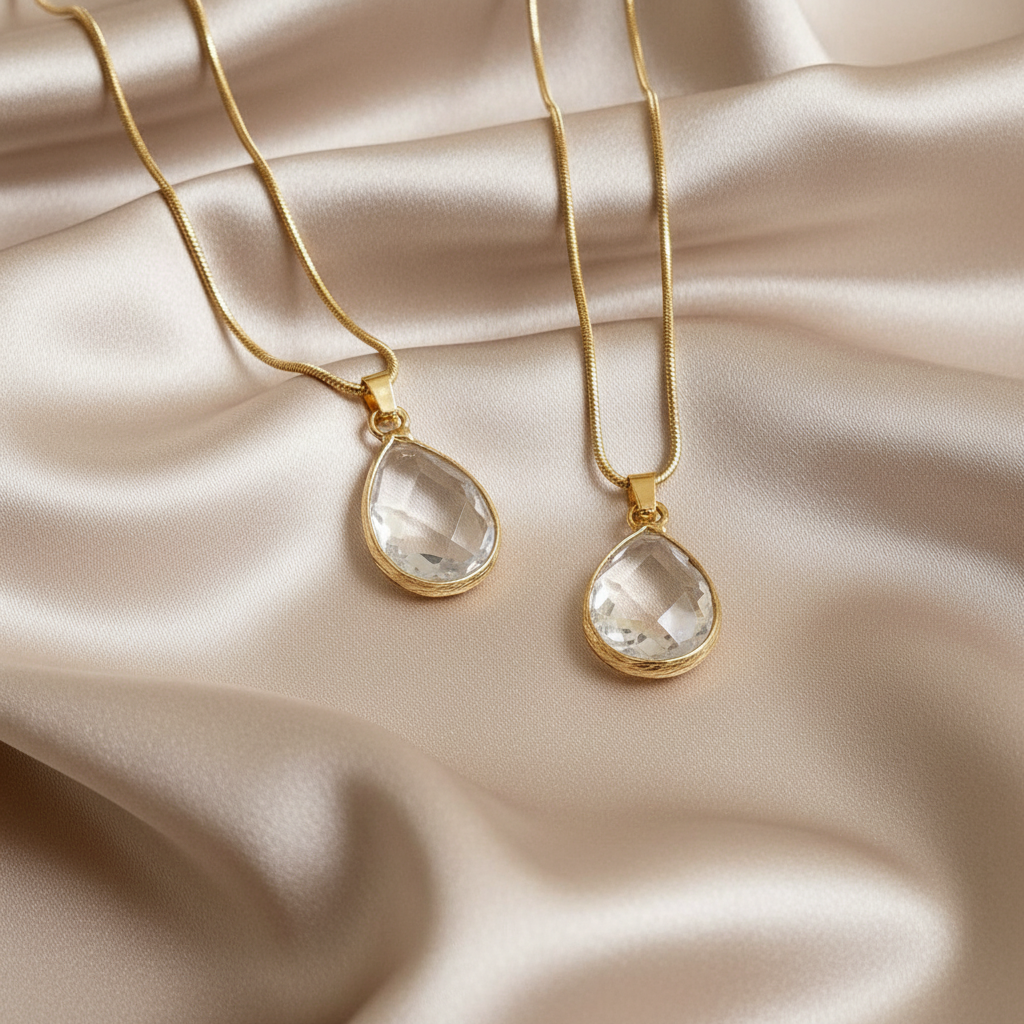 CLEAR QUARTZ | 14k Gold-Plated Snake Chain Crystal Necklace