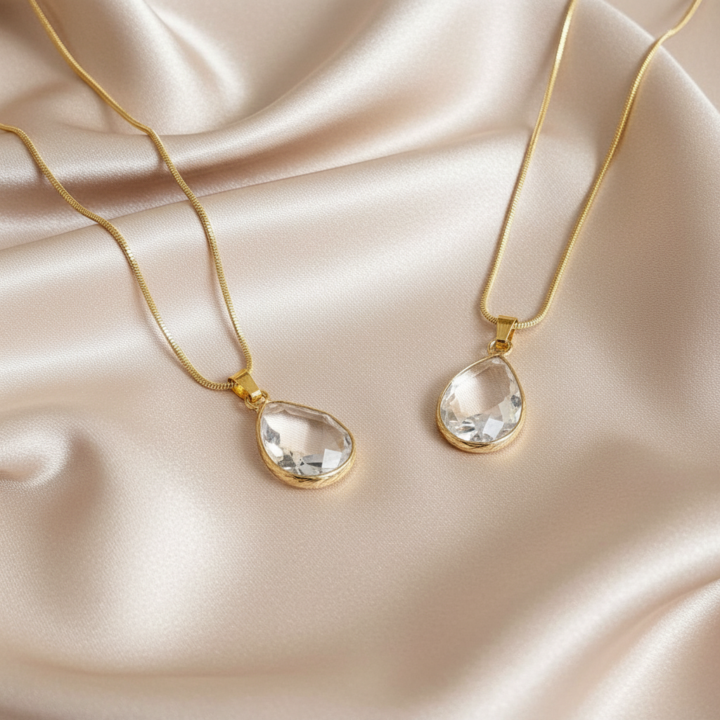 CLEAR QUARTZ | 14k Gold-Plated Snake Chain Crystal Necklace