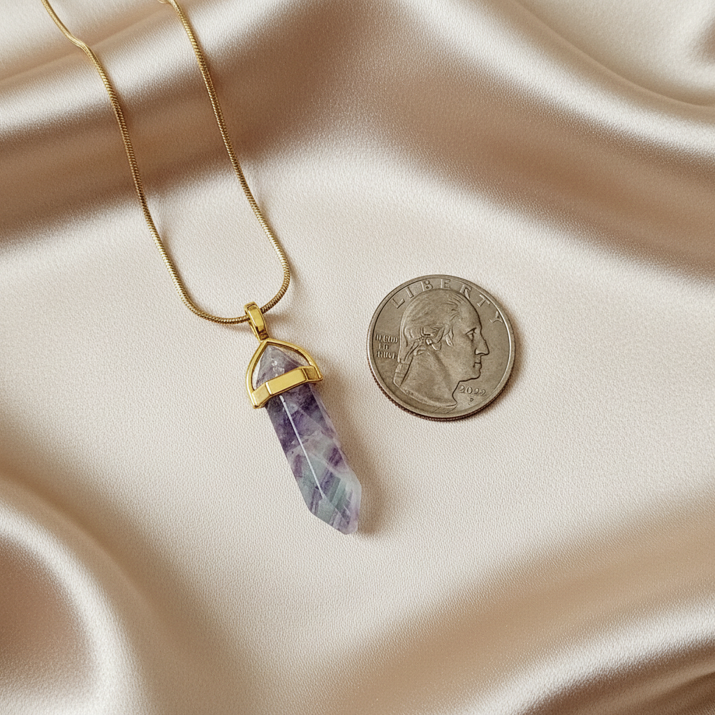 Rainbow Fluorite 14k Gold Crystal Necklace