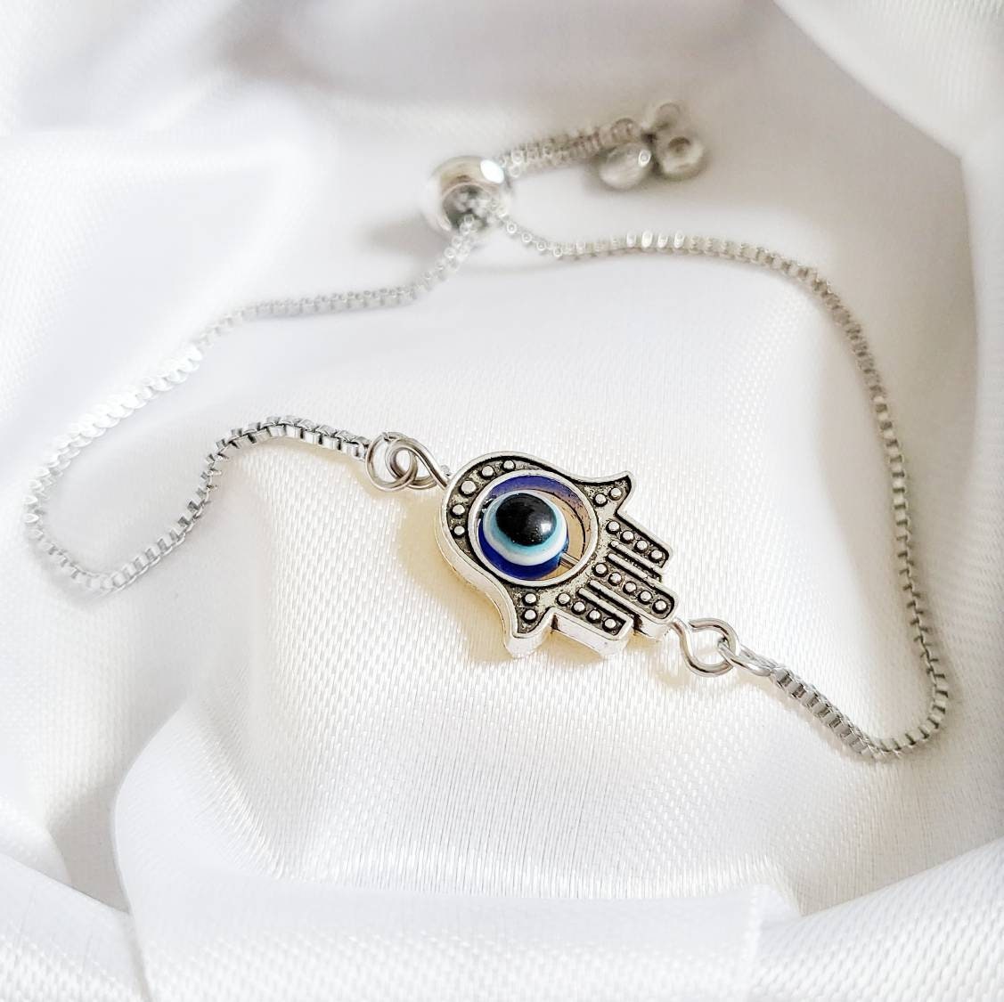 HAMSA | Sterling Silver Box Chain Necklace and Bracelet Set