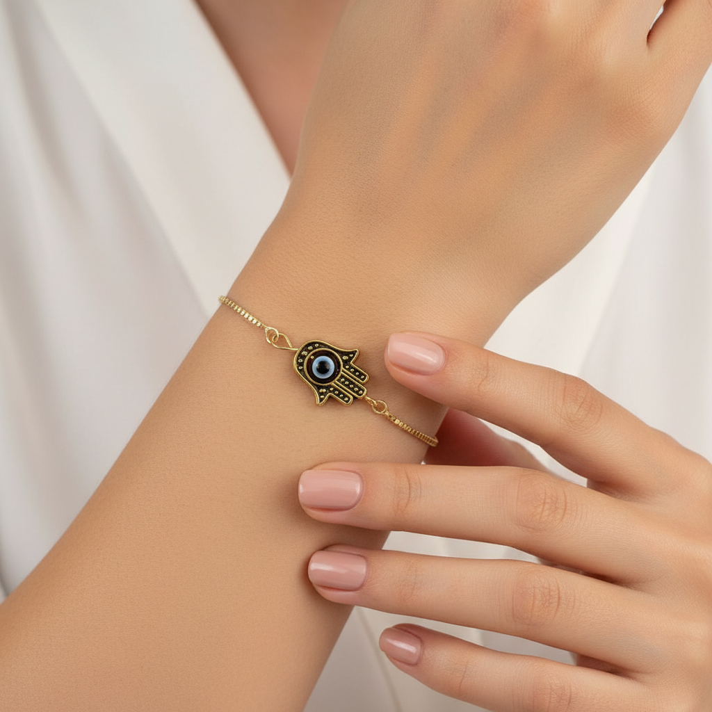 NAZAR | 14k Gold Evil Eye Bracelets Protection Amulet | Blue Evil Eye Boho Jewelry | Hamsa Hand of Fatima Fidget Tennis Bracelet Gift