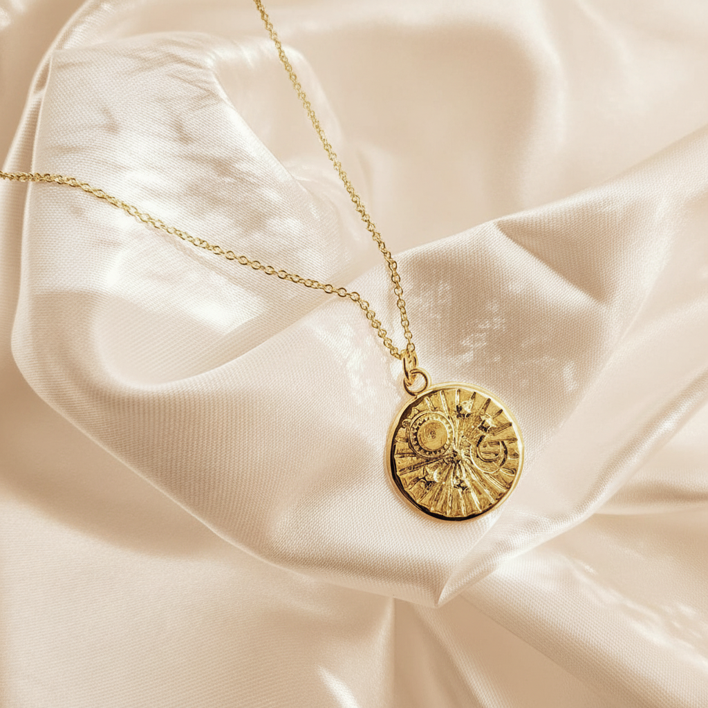 SUN &amp; MOON | 14K Gold Adjustable Cable Chain Pendant Necklace
