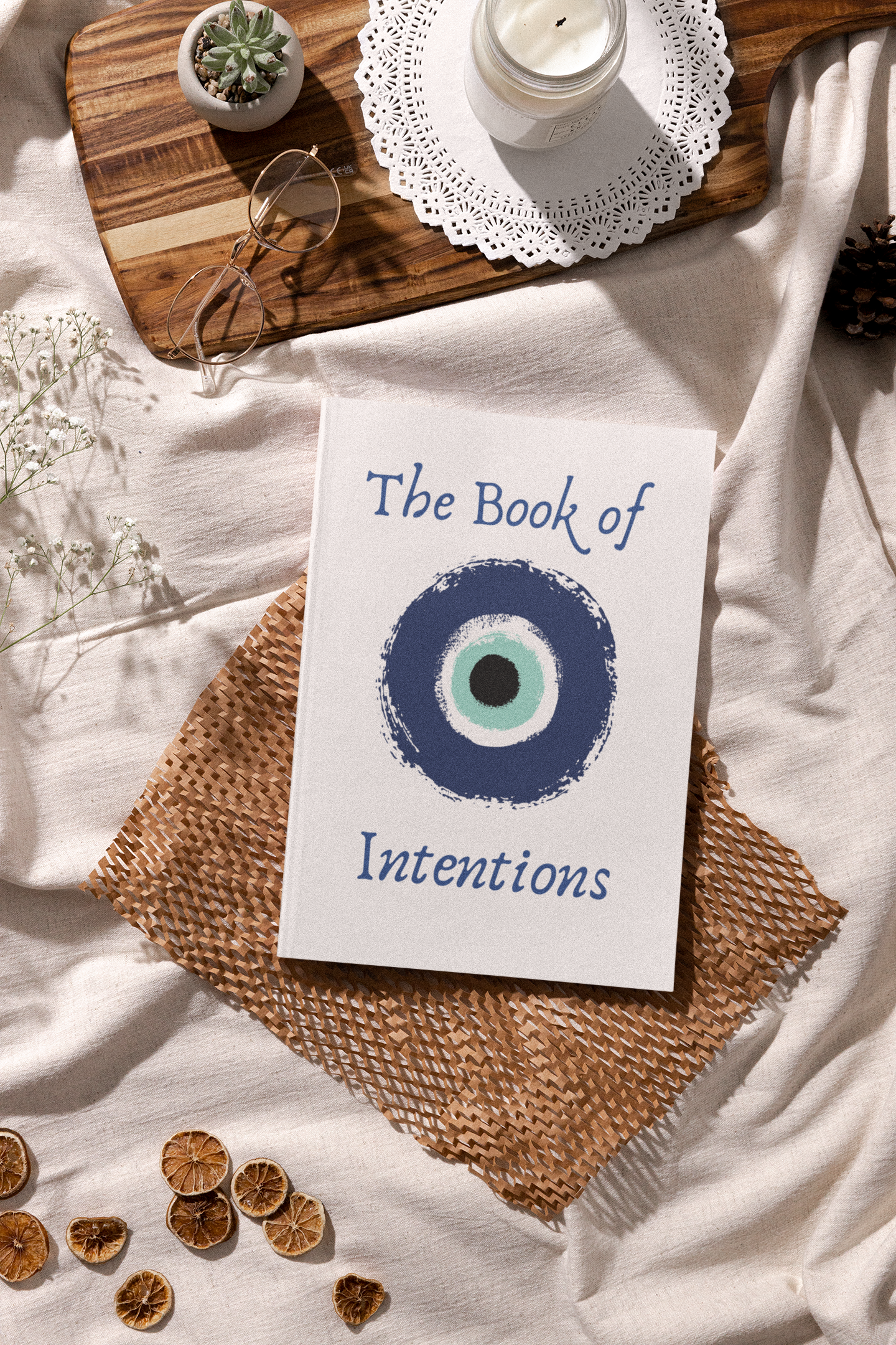 The Book of Intentions | Evil Eye Manifestation Journal | Black Hardcover Notebook | Gratitude Diary