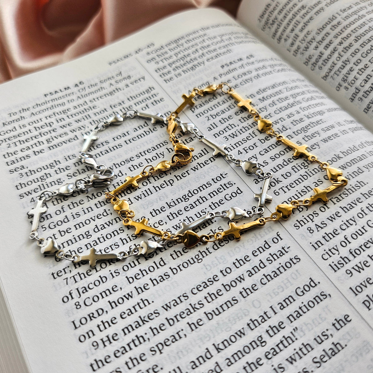 ETERNAL 925-Sterling Silver Cross &amp; Heart Bracelet | Faith Jewelry for Women | Symbol of Love, Hope &amp; Devotion