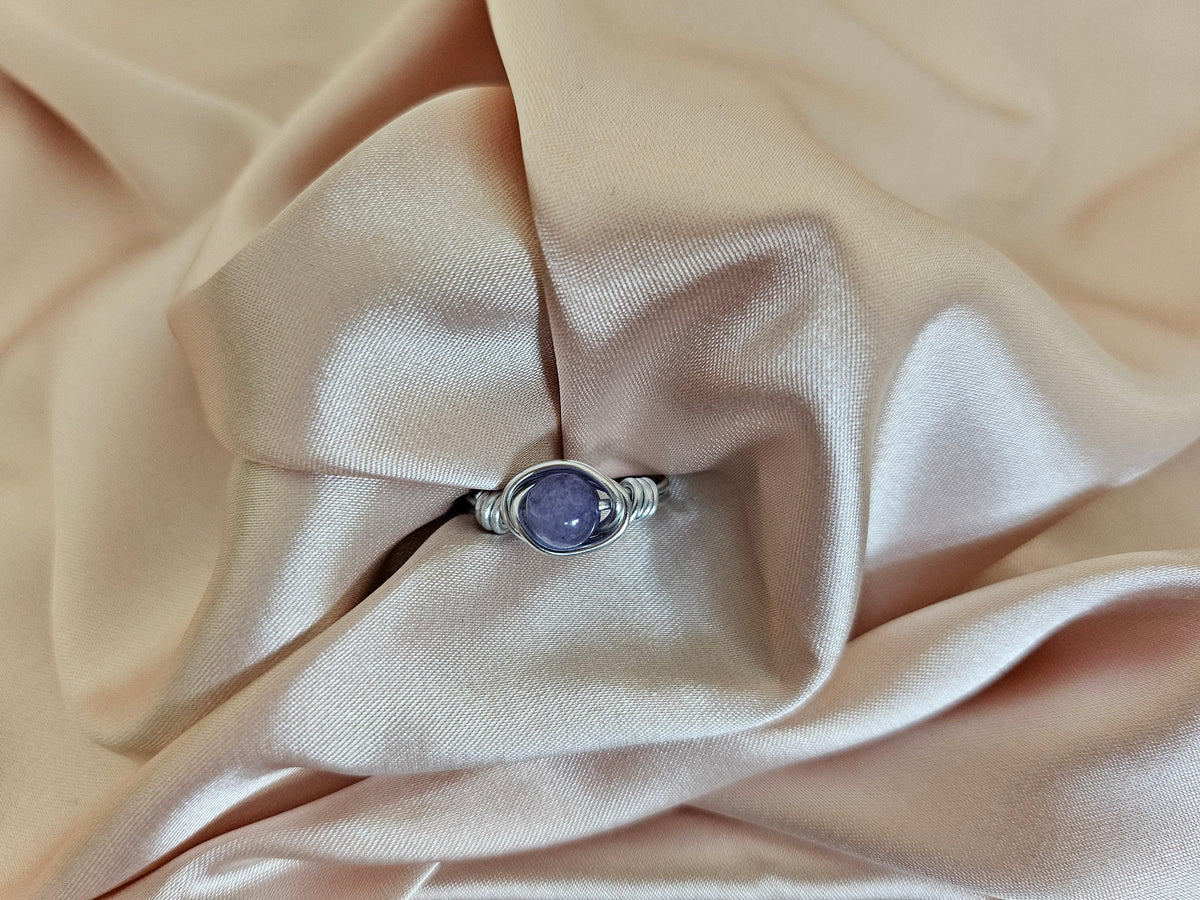 Angelite | Minimalist 18K Gold Handmade Wire-Wrapped Ring