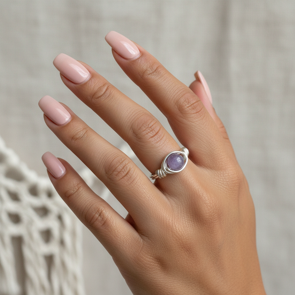 Angelite | Minimalist 18K Gold Handmade Wire-Wrapped Ring