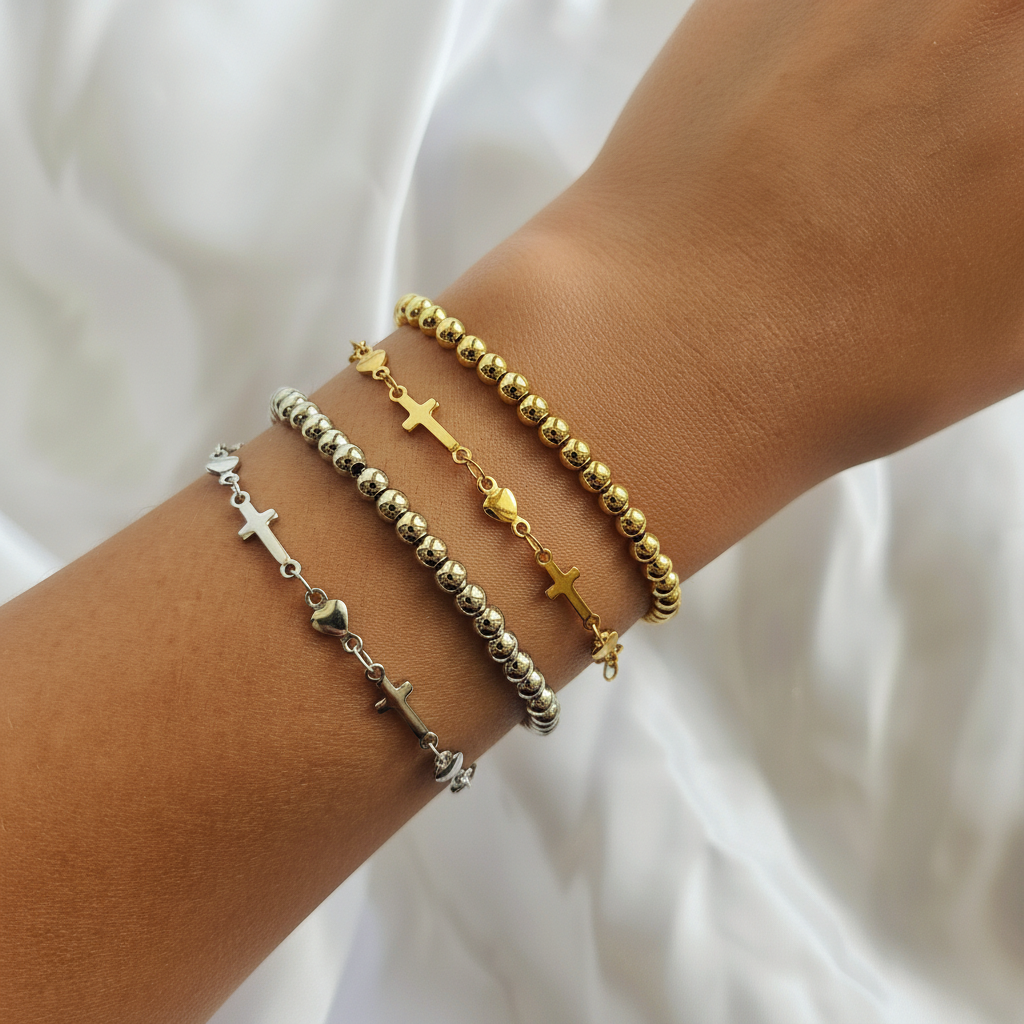 ETERNAL 925-Sterling Silver Cross &amp; Heart Bracelet | Faith Jewelry for Women | Symbol of Love, Hope &amp; Devotion