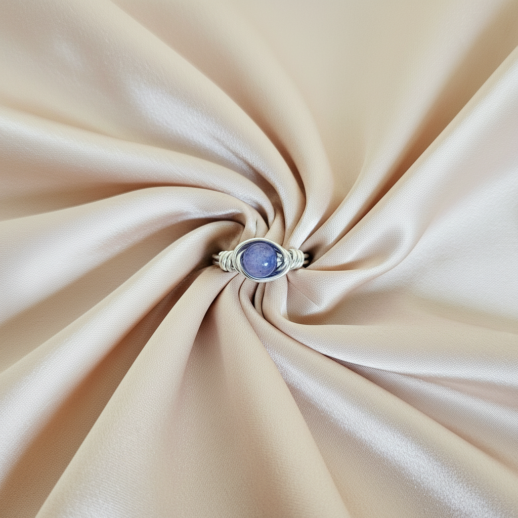 Angelite | Minimalist 18K Gold Handmade Wire-Wrapped Ring