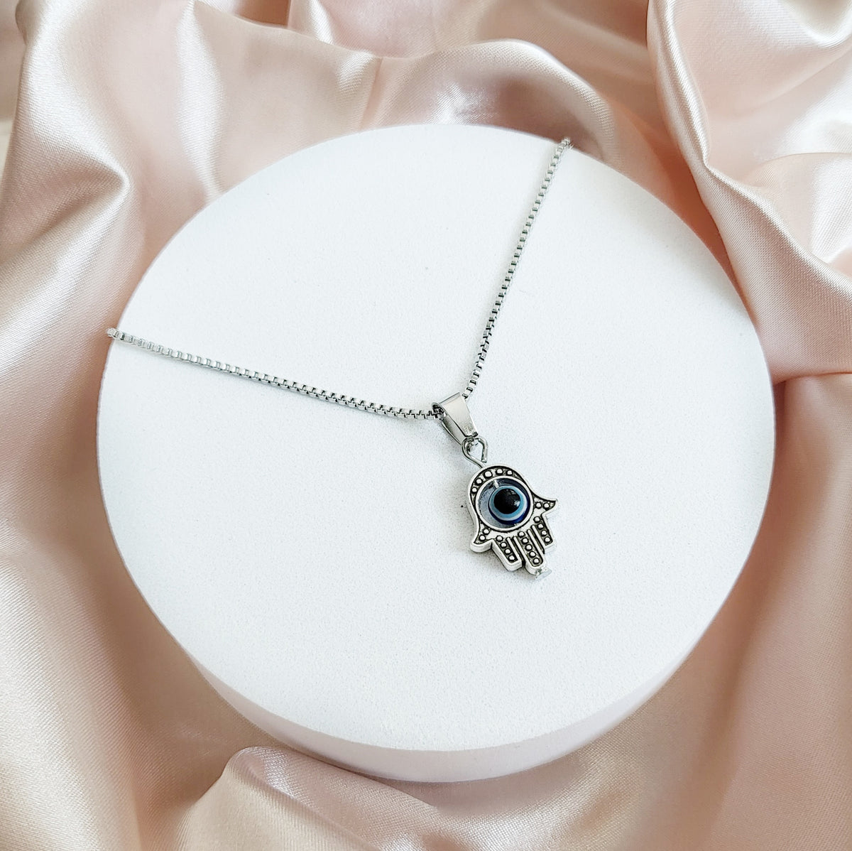 HAMSA | Sterling Silver Box Chain Necklace and Bracelet Set