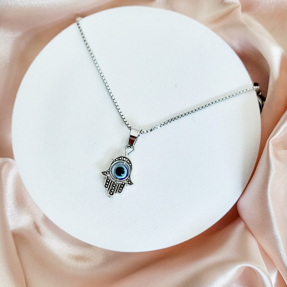 HAMSA | Sterling Silver Box Chain Necklace and Bracelet Set