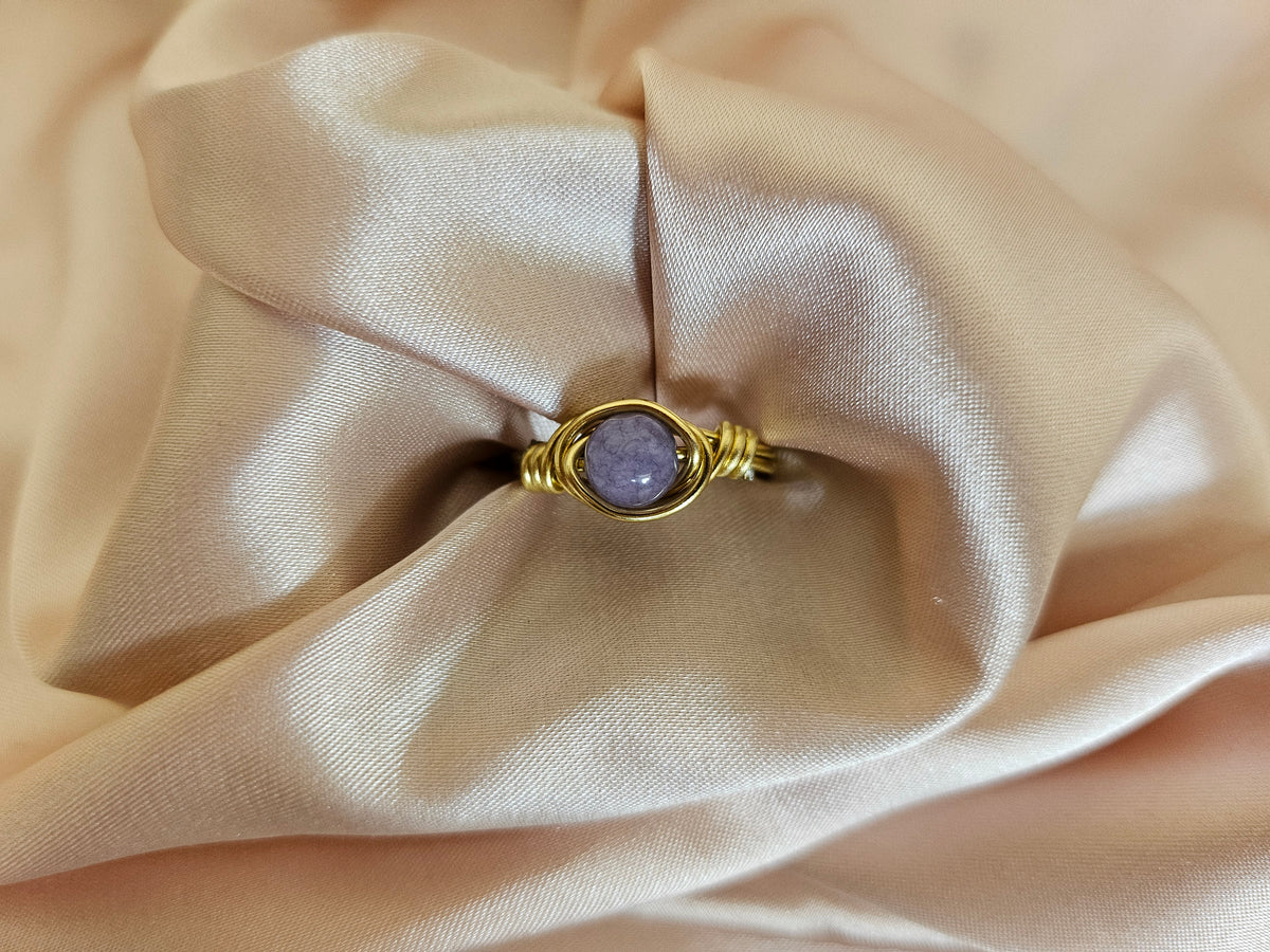 Angelite | Minimalist 18K Gold Handmade Wire-Wrapped Ring