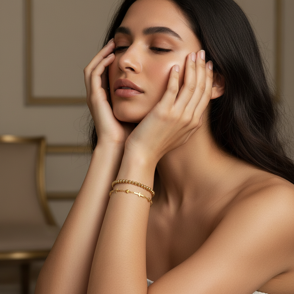 UNSHAKEABLE FAITH 14k Gold Cross &amp; Beaded Bracelet Set