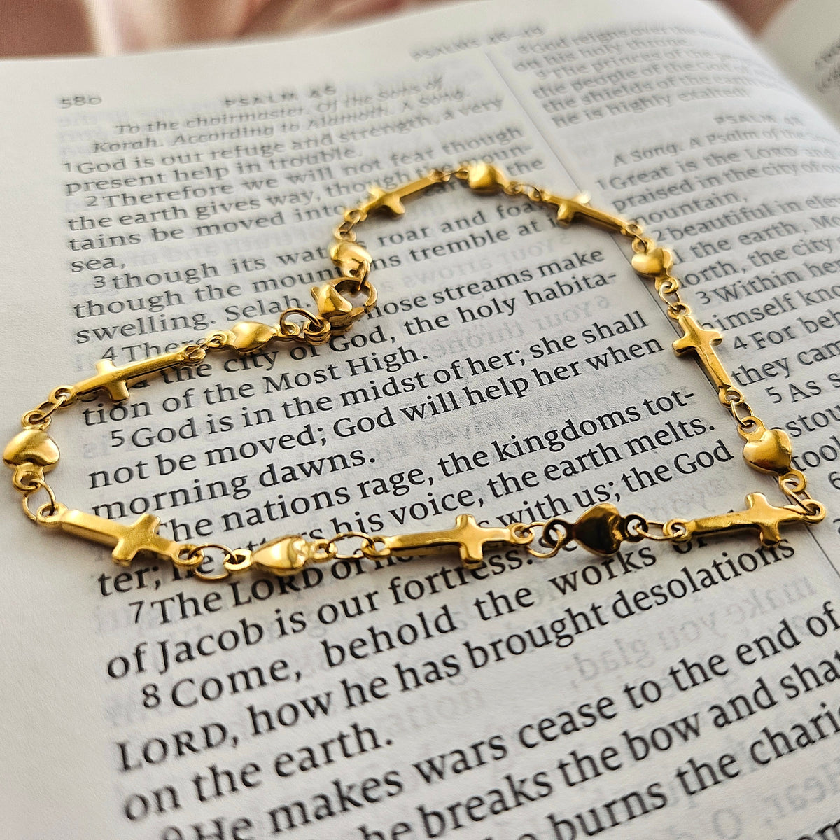 ETERNAL 14k Gold Cross &amp; Heart Bracelet – Faith Jewelry for Women | Symbol of Love, Hope &amp; Devotion