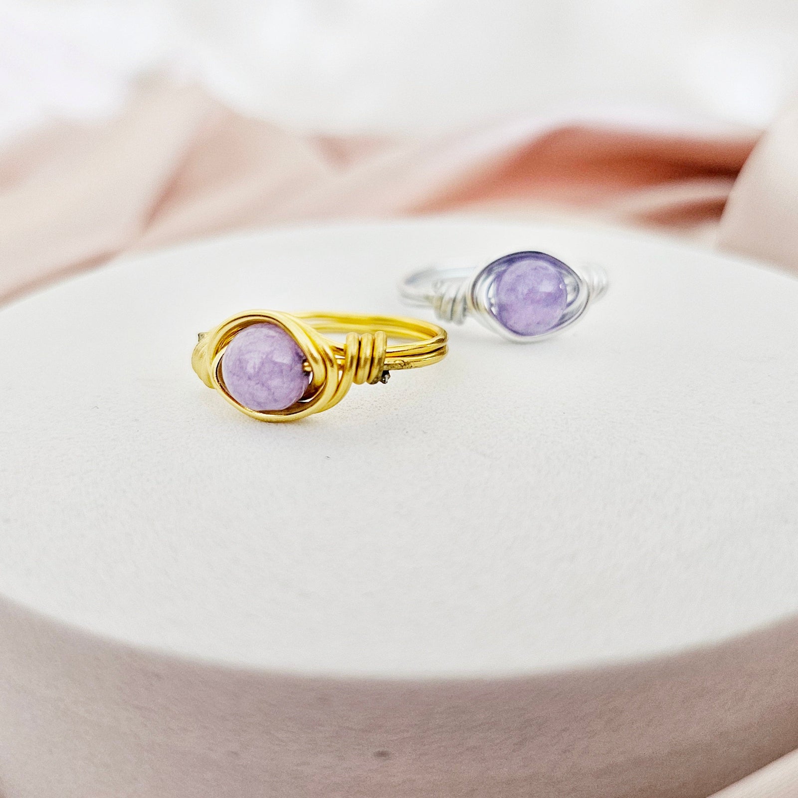 Angelite | Minimalist 18K Gold Handmade Wire-Wrapped Ring