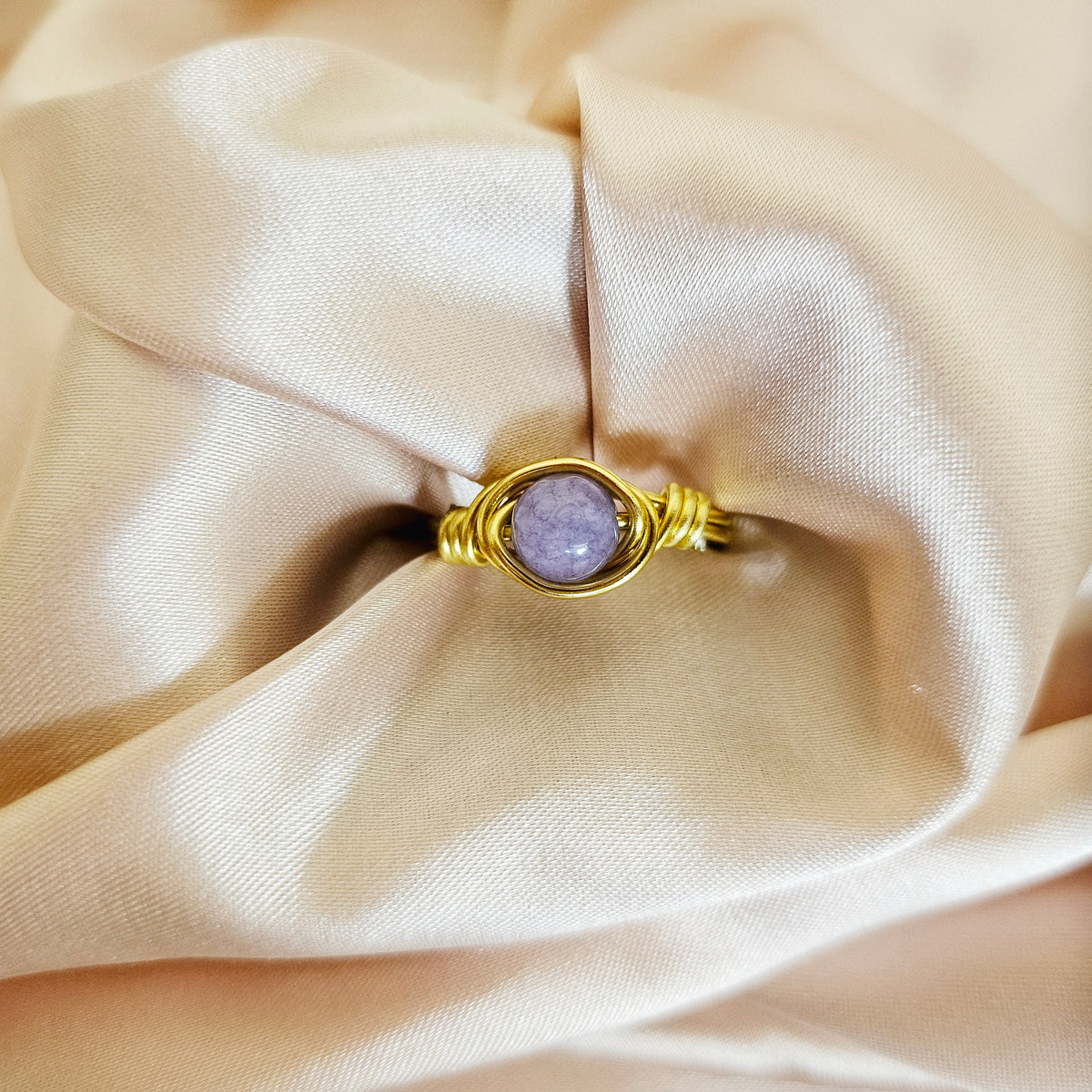 Angelite | Minimalist 18K Gold Handmade Wire-Wrapped Ring