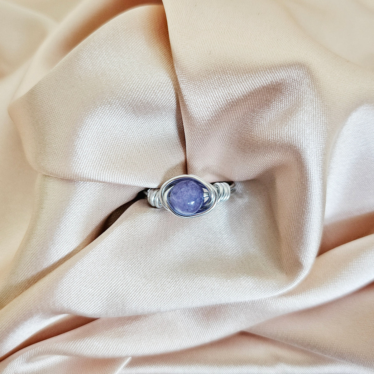 Angelite | Minimalist 18K Gold Handmade Wire-Wrapped Ring