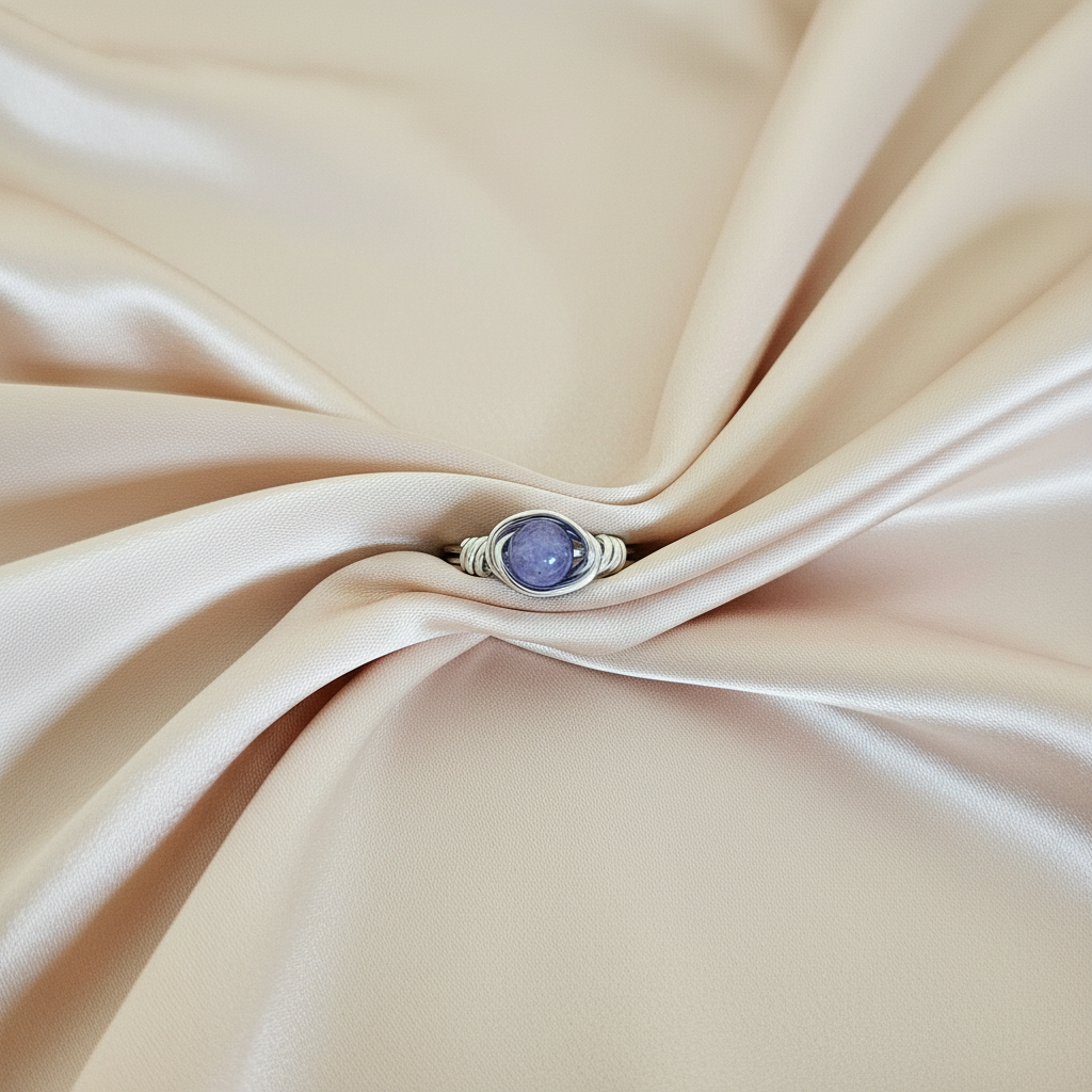 Angelite | Minimalist 18K Gold Handmade Wire-Wrapped Ring