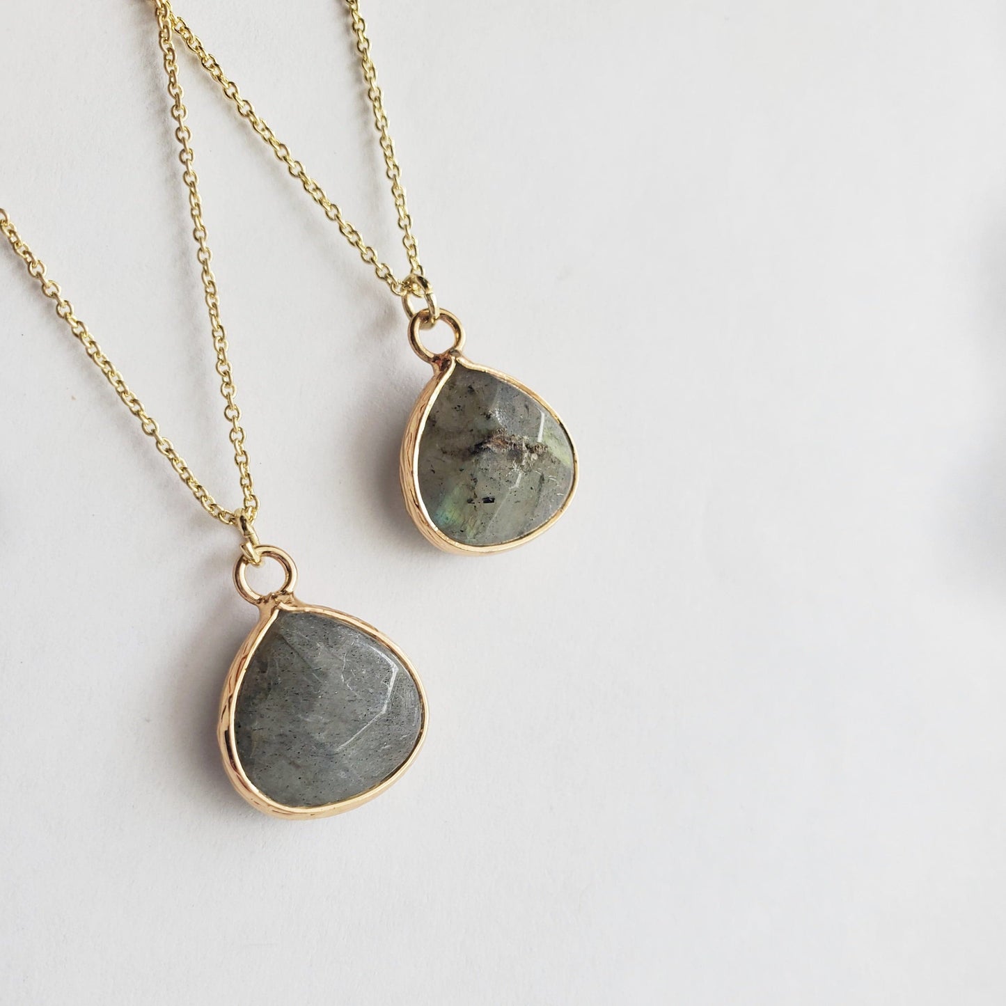 LABRADORITE | Crystal for Creativity, Synchronicity, and Magic | 14K Gold Adjustable Cable Chain Pendant Necklace | Minimalist Necklace