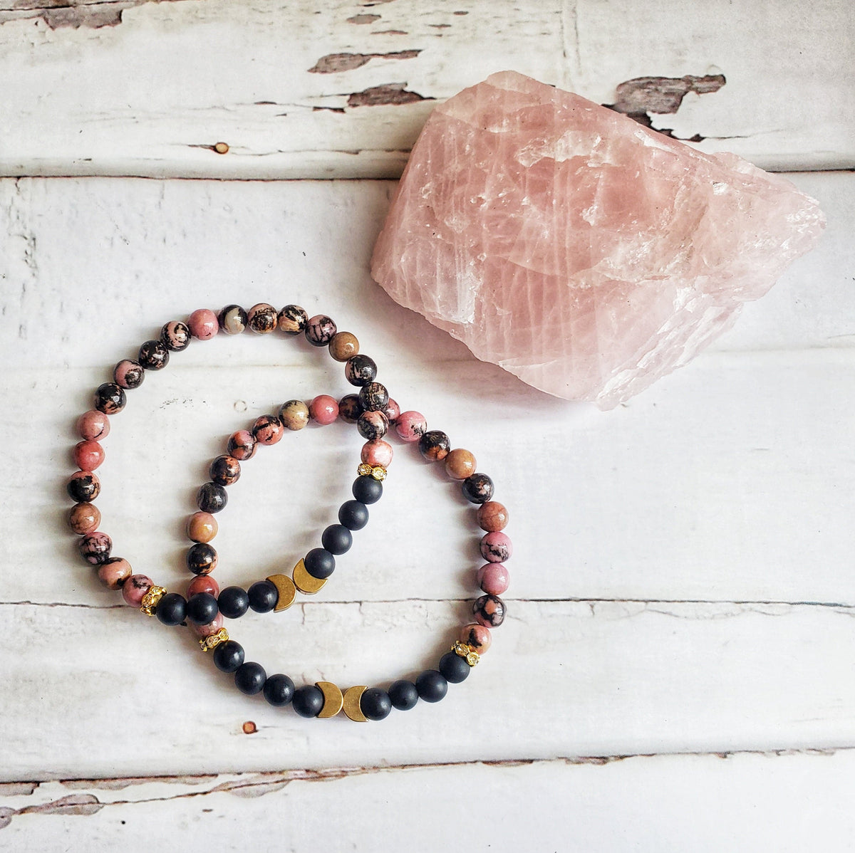 CLARITY | Onyx &amp; Rhodonite Crystal Healing Bracelet