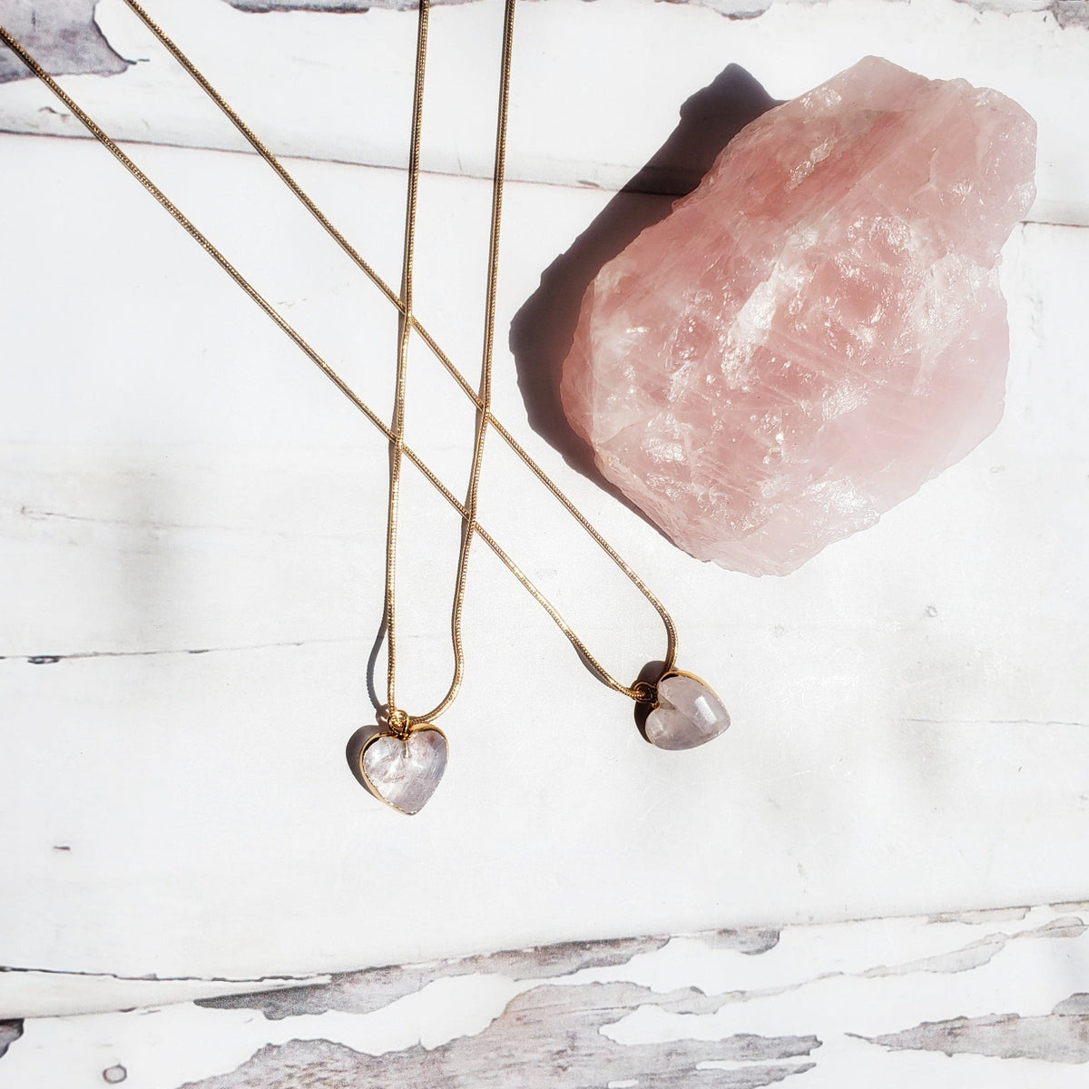 ROSE QUARTZ HEART | 14k Gold Crystal Healing Necklace