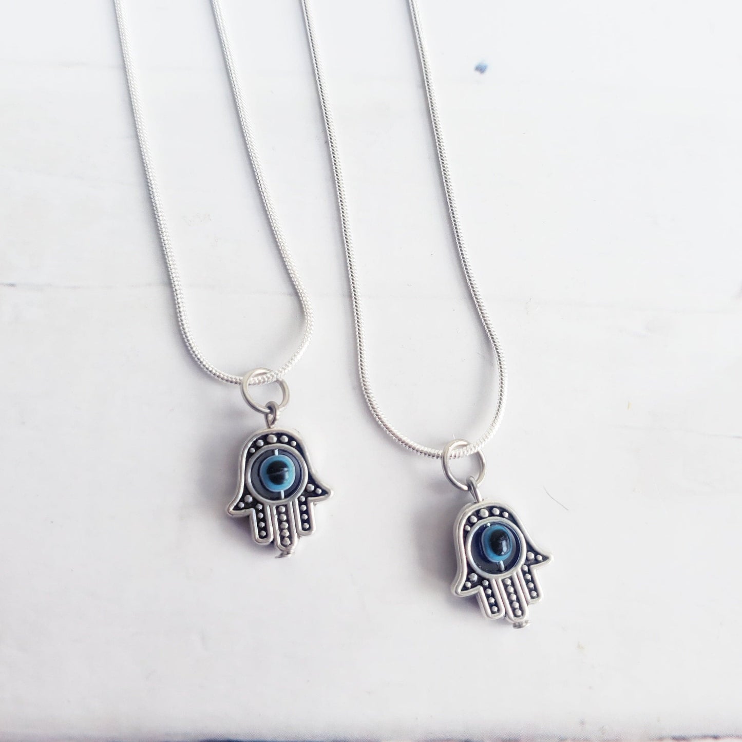 PROTECTION | Hand of Hamsa Pendant 925-Silver Necklace | Evil Eye Protection, Luck, and Blessings